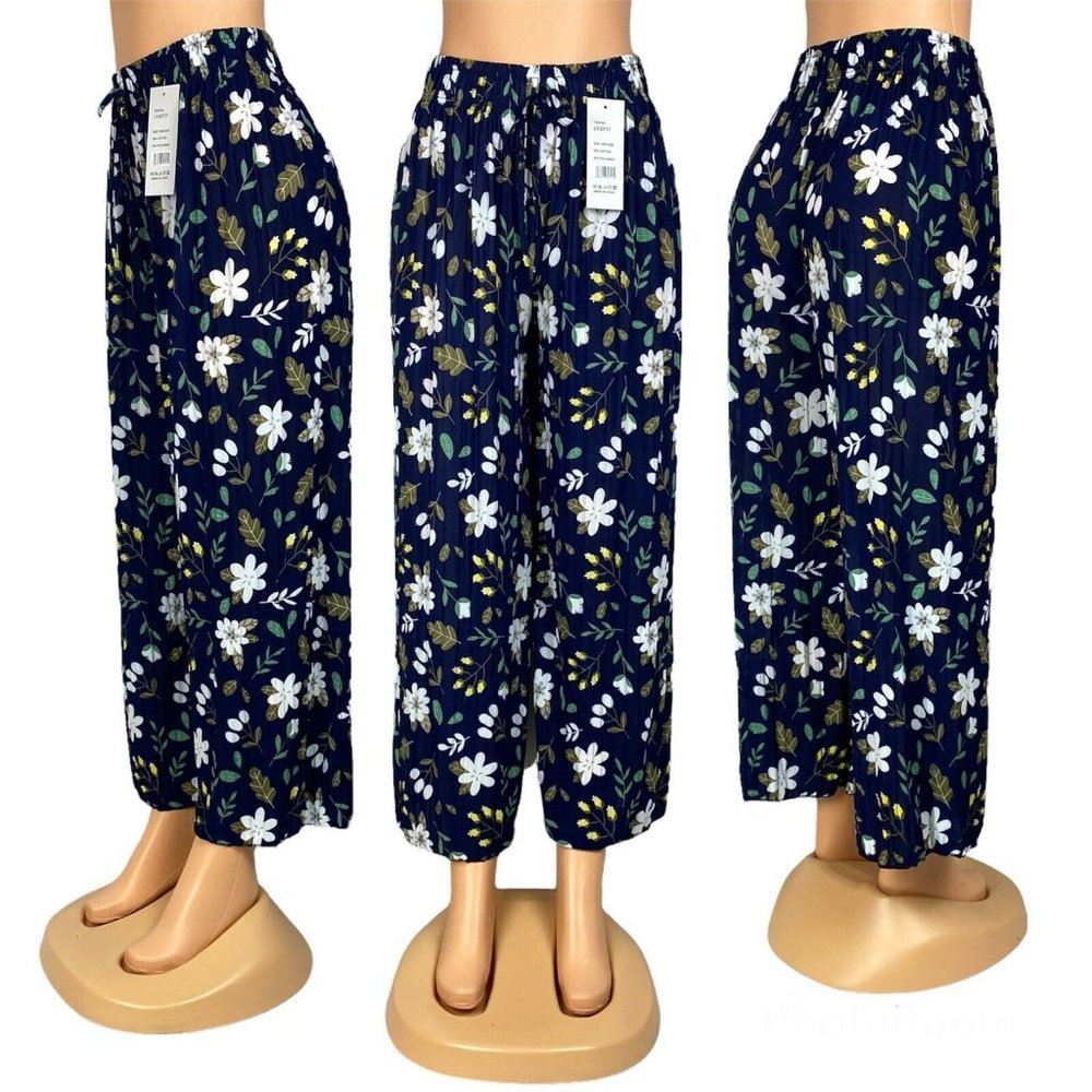Women's Elastic High Waist Summer Beach Loose Long Pants
